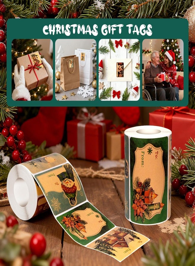Sokfone 250pcs Christmas Gift Tags Self-Adhesive - 2"x3" Festive Paper Gift Name Tags for Presents and Bags, Holiday Gift Tags - Image 2